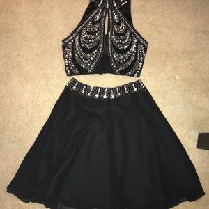 Black and silver sequin prom or formal gown